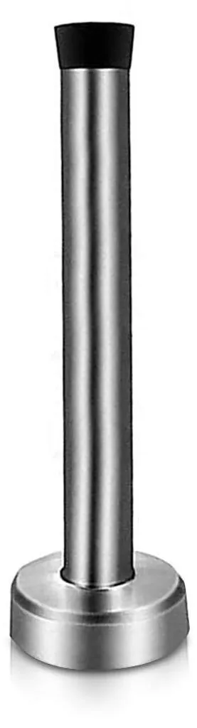 Arrêtoir de porte mural massif inox 102mm avec tampon caoutchouc noir