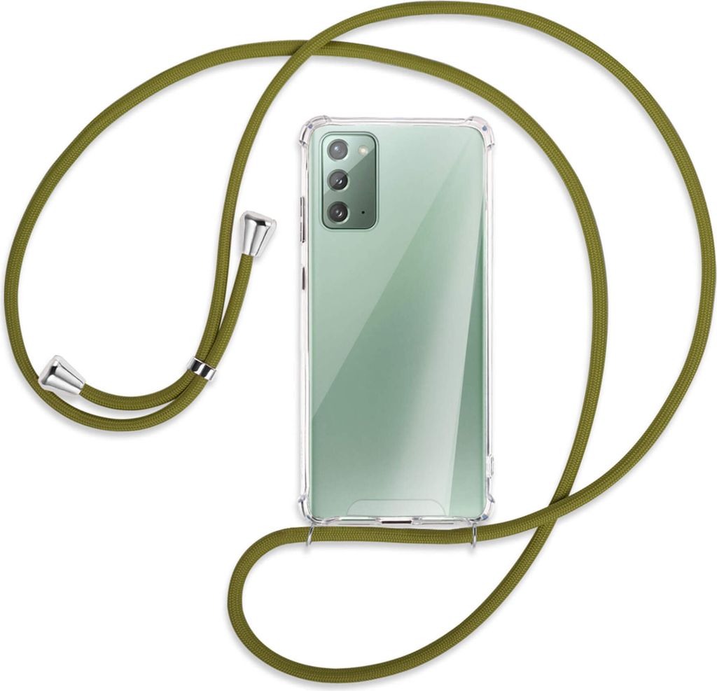 Handykette Backcover-Schutzhülle mit Band (Metall silberfarben) für Samsung Galaxy Note20 4G/5G (N980,N981) - khaki