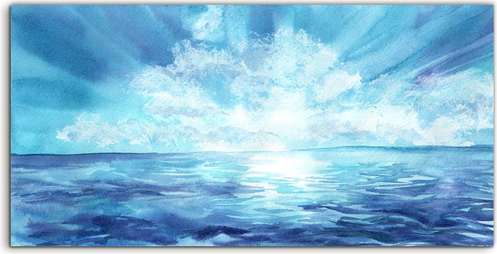 Coloray Acrylbild 120x60 Wandbild Acrylbilder Handgezeichnetes Schöne Wellen Meere