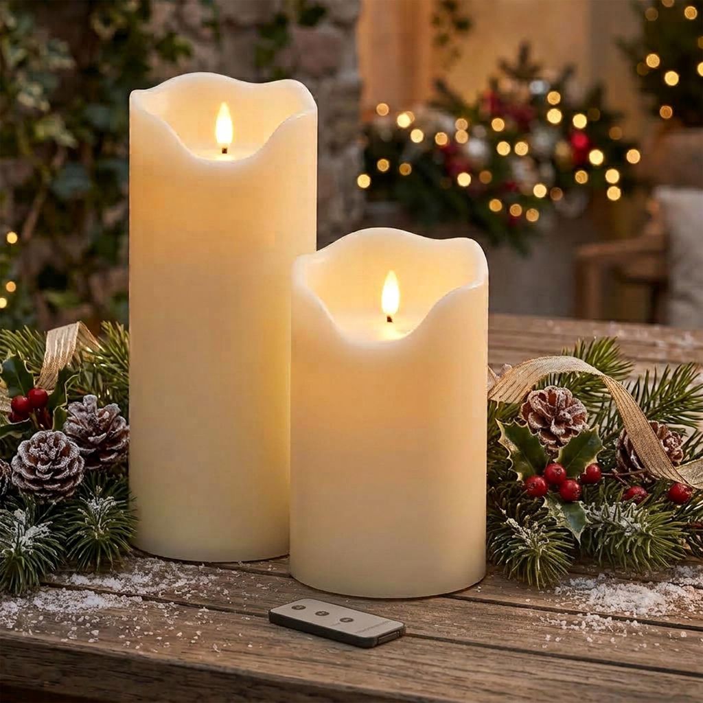 XXXL LED Outdoor Kerze cremeweiß mit Timer 2er Set - 30 | Produktbild 