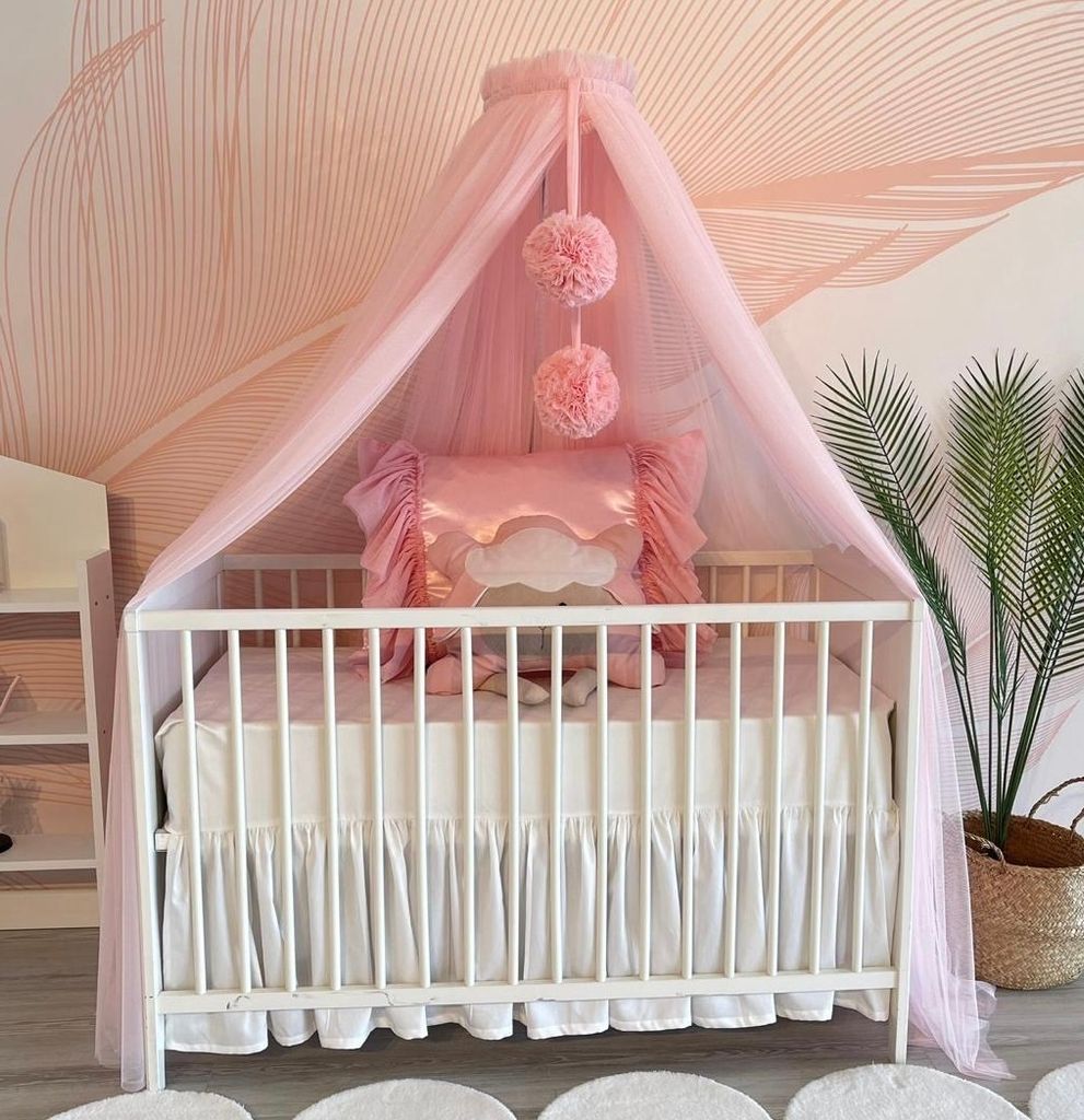 Baby Fancyroom Betthimmel rosa extra breit aus 12 Meter Tüll aus 1. Klasse für Kinderbett Gitterbett Babybett Himmel Prinzessin Babywiege Moskito...
