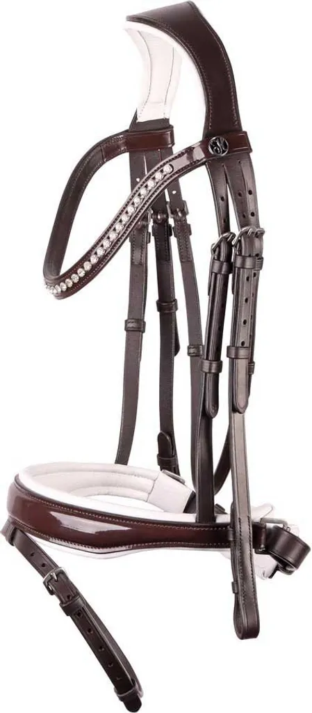 Testiera Harry's Horse Chique Marrone Cob - Cuoio Premium per Equitazione