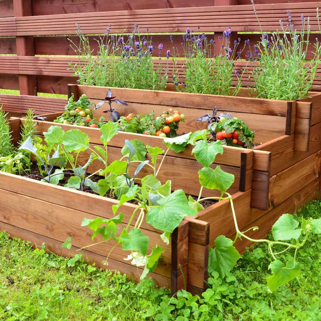 Carré potager bois 3 étages ORTO TRIS structure robuste et durable 80cm