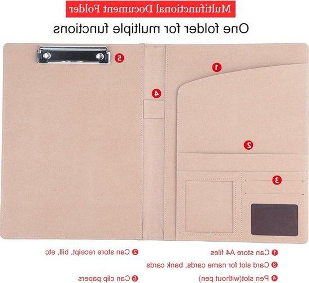 Geschäftlicher A4-Taschen Organizer mit PolyurethanHülle und Dokumenten-Organisator in Schwarz.
