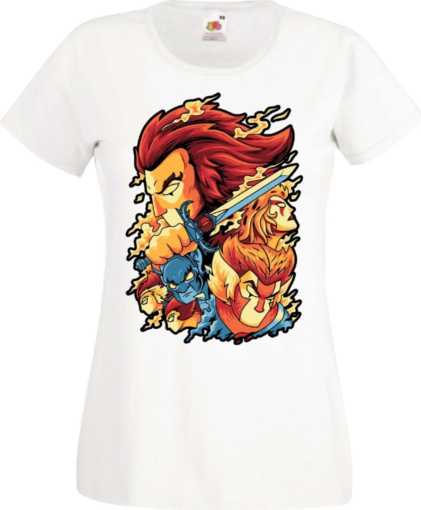 Damen T-Shirt Anime Manga Thundercats 01, Lady 2XL / Weiß