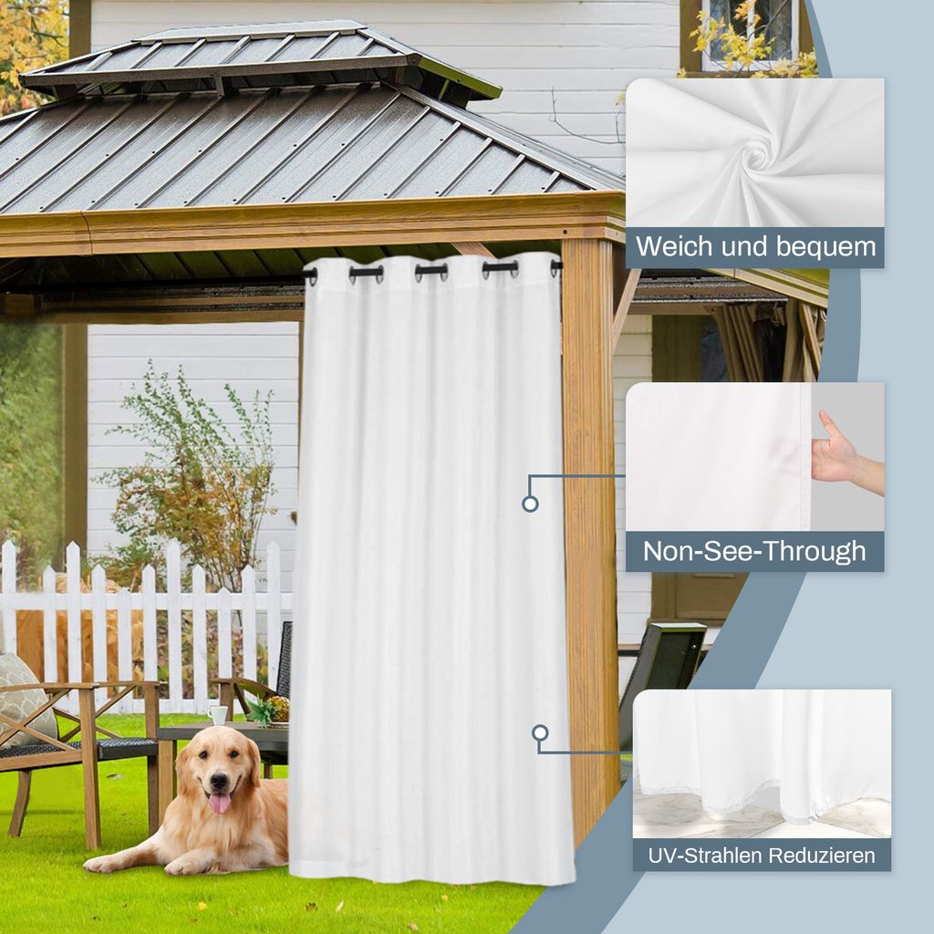 WBBML Outdoor-Vorhänge Transparent – 2,5 X 2,5 M, Wetterfest & Wasserdicht, Mit Ösen Für Terrasse & Garten