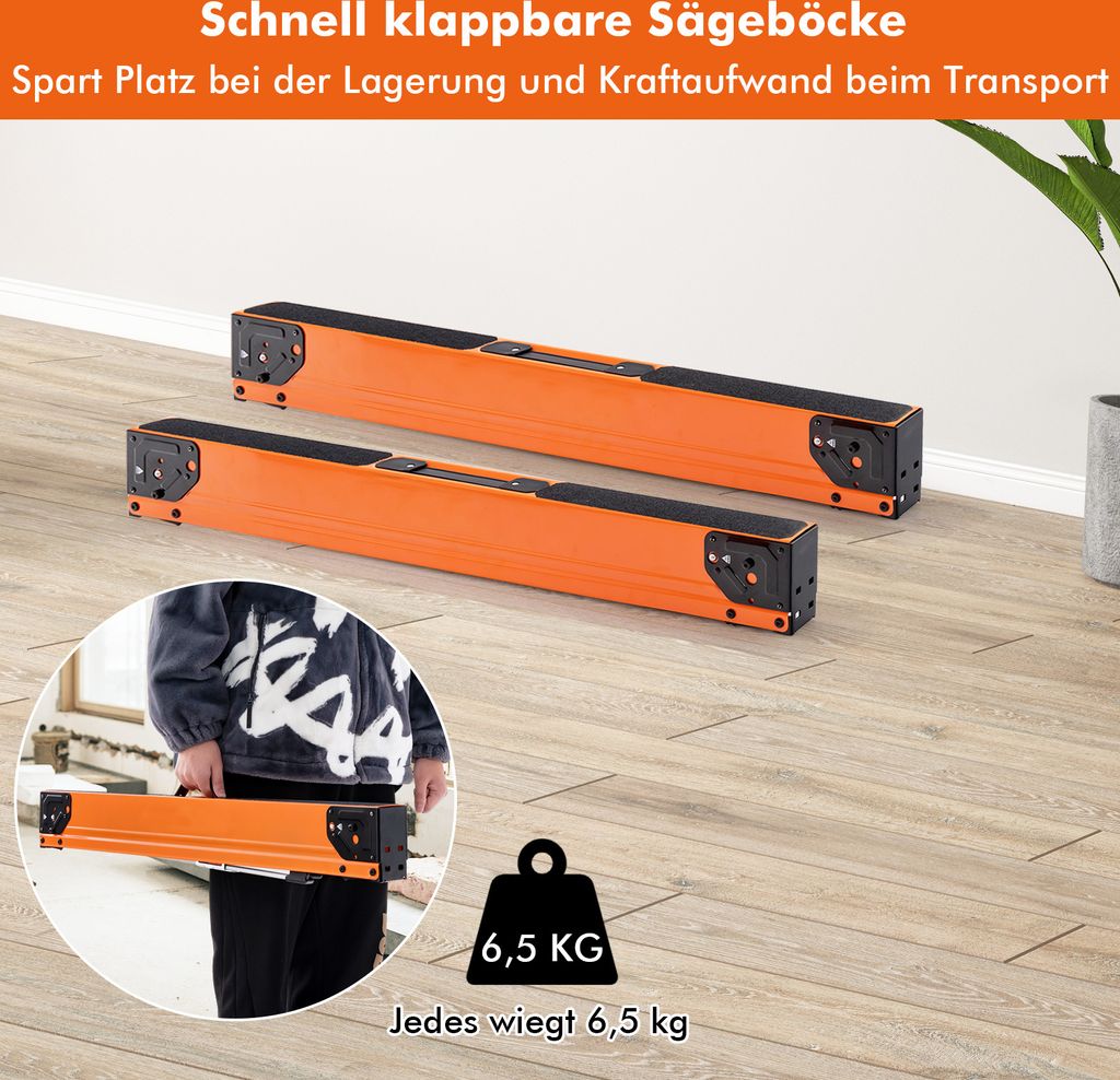 COSTWAY 2 pílové kone skladacie s rukoväťou, pracovné Obrázok produktu 8