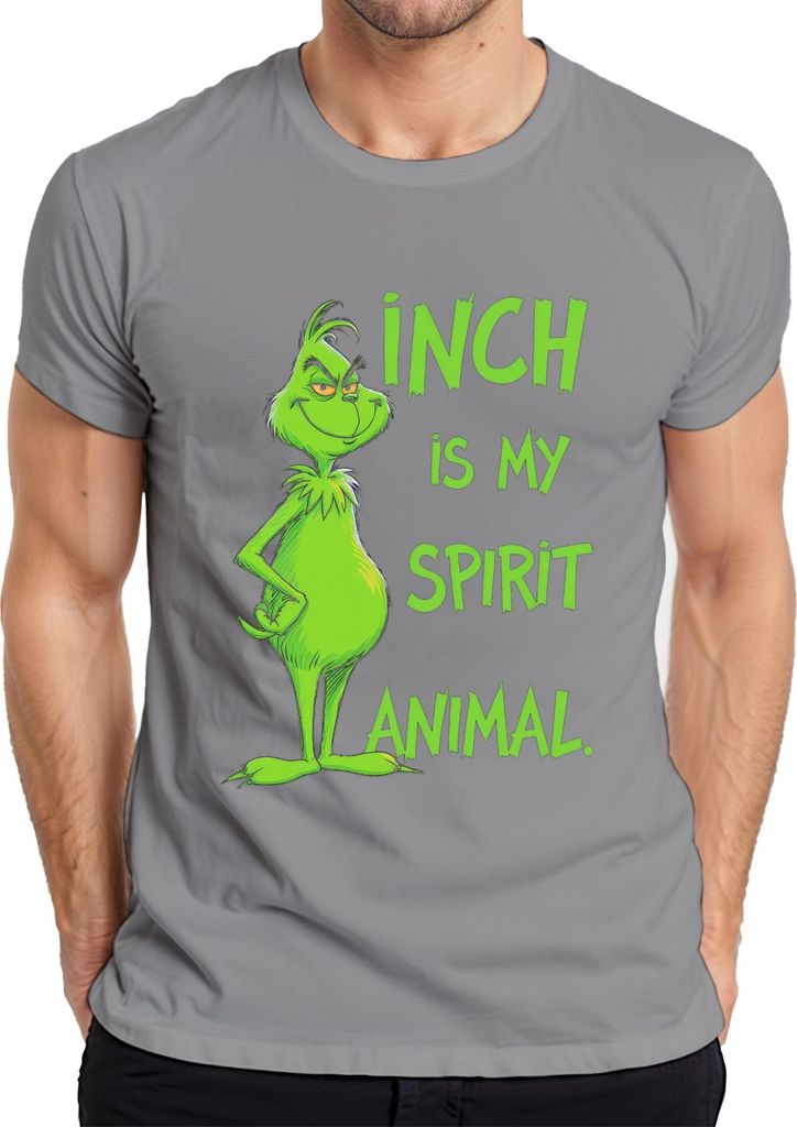 Grinch IS MY SPIRIT ANIMAL Weihnachten Weihnachtshumor Kultfilm Herren T-Shirt, Grau, XXL