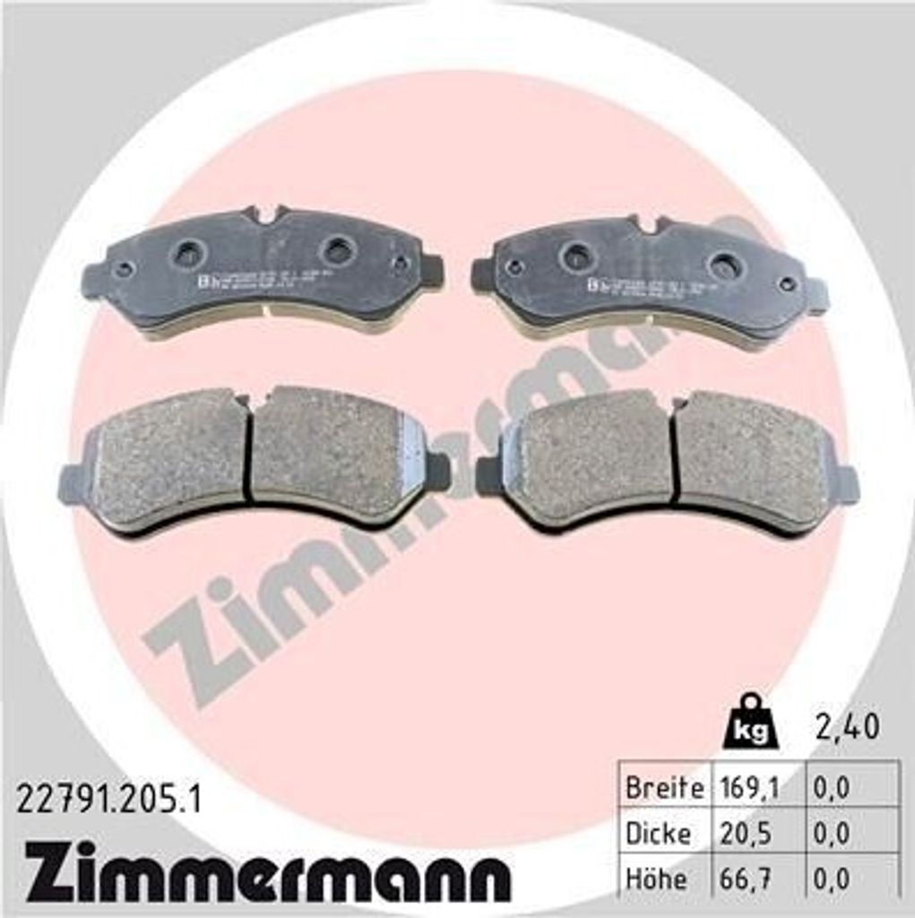ZIMMERMANN 22791.205.1 - Bremsbeläge für Sprinter (W907)