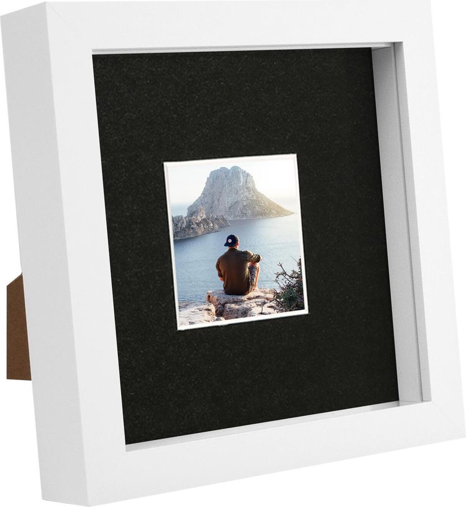 Weiß 6 "x 6" 3D Box Fotorahmen mit schwarz 2 "x 2" montieren - stehend hängend handwerk schattenbild display - von nicola frühling