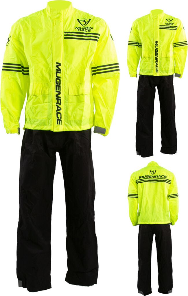MUGENRACE Rainy 2-Teiler Regenkombi, schwarz/gelb, L