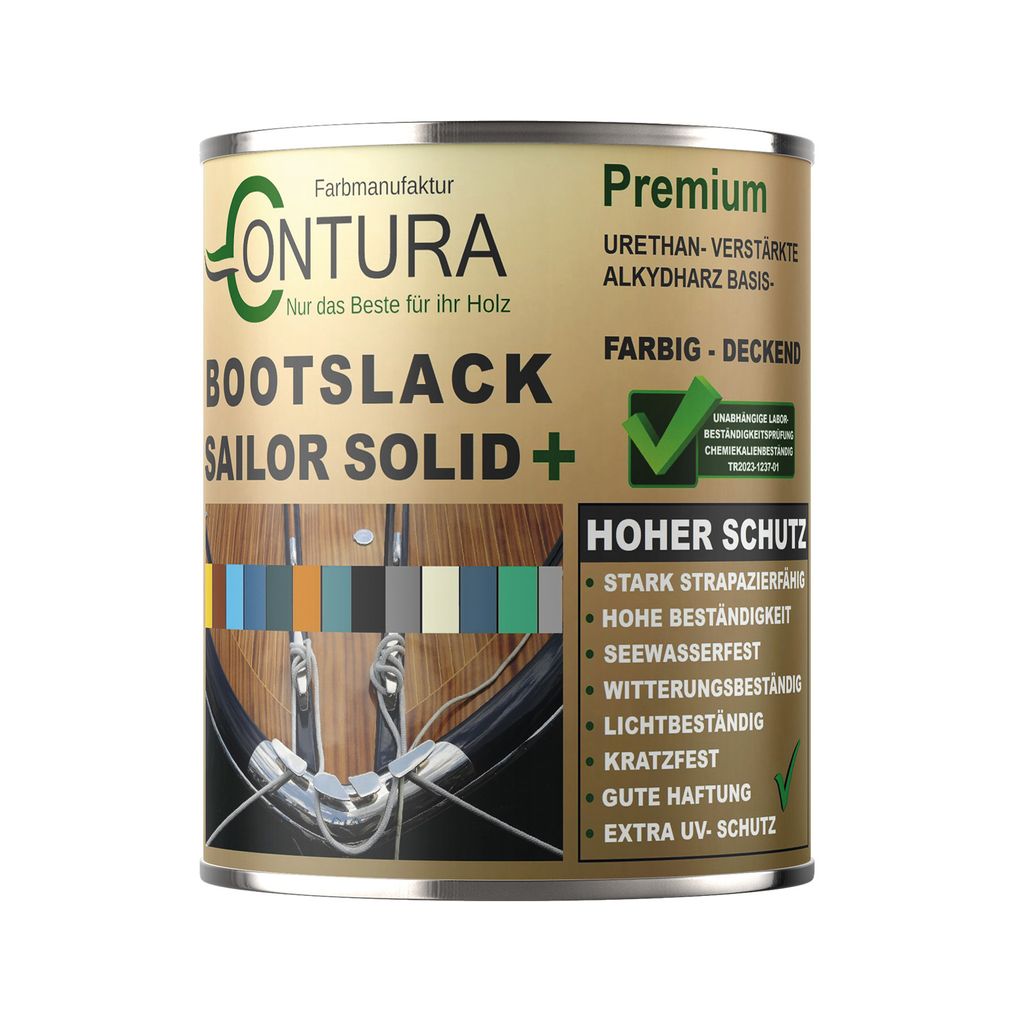 Contura Bootslack 1Liter. Farbig Glänzend Yacht- Buntlack Metall Holz GFK Holzlack Schiffslack RAL Boot - Farblos