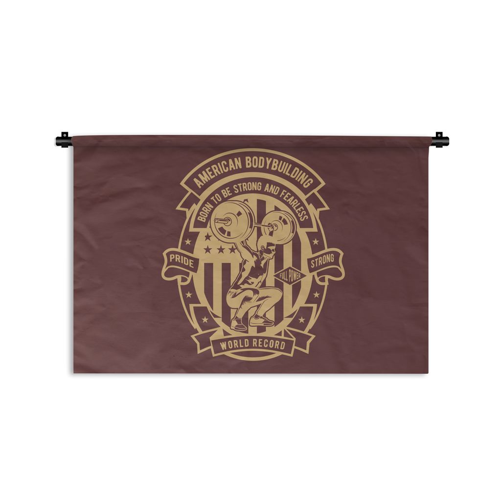 MuchoWow Wandteppich Wandbehang Mannshöhle - Sport - Bodybuilding - Fahne - Vintage 60x40 cm Tapisserie Dekoration Wandtuch - Wanddekorationen