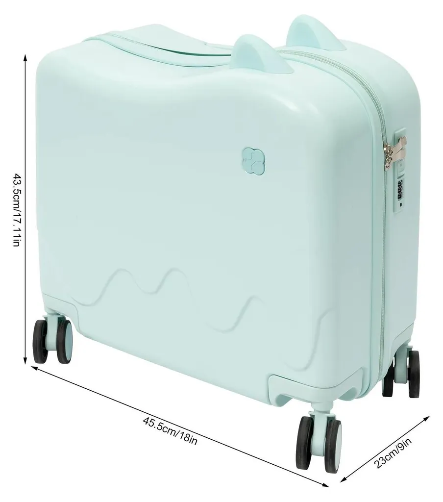 Valise pour enfants 360° en ABS avec siège porteur couleur menthe