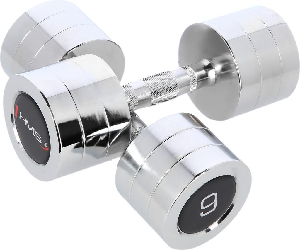 HMS Fitness CHD09, Kurzhantel mit festem Gewicht, Edelstahl, Stahl, Chrom, 9 kg, 26,8 cm