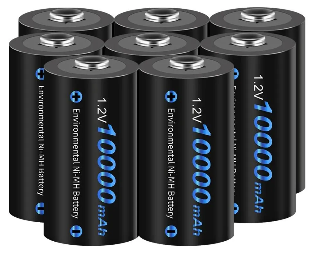 Batterie rechargeable D Ni-MH 10000mAh haute capacité, pack de 8 unités
