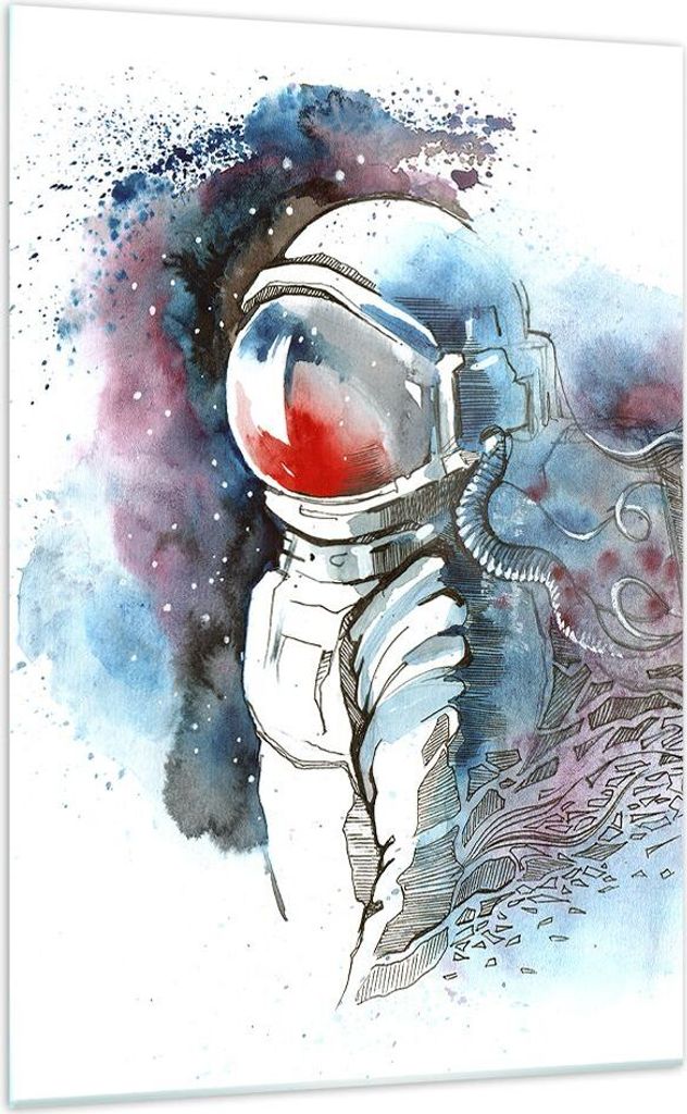 Bilder auf glas - Einteilig - Astronaut Universum Astronomie Entdecker - 70x100cm - Glasbilder - Wandbilder - Bilder - Wanddekoration aus Glas - Gl...