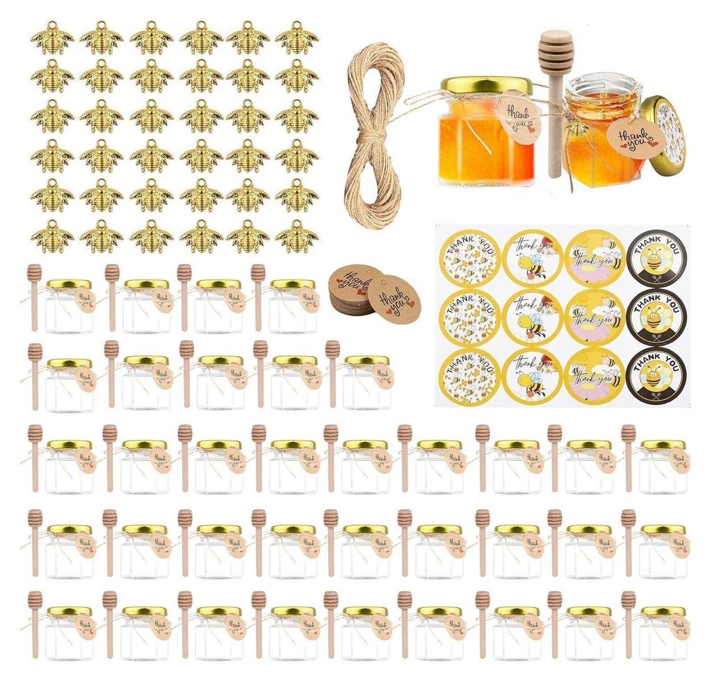 36 Stück Sechseckige Honiggläser 45ml Mini Gläser Honig Produktbild 