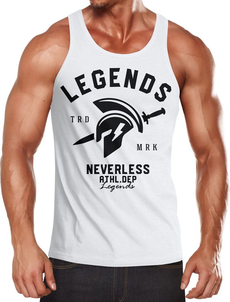 Cooles Herren Tank-Top Gladiator Sparta Gym Athletics Sport Fitness Muskelshirt Muscle Shirt Neverless weiß L