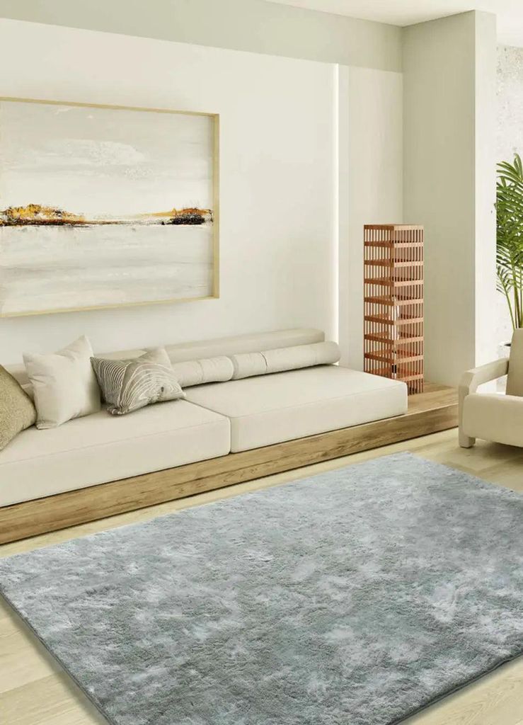 ATTICGO Hochflorteppich ROMA Einfarbig shaggy in Silber, 160x230 cm