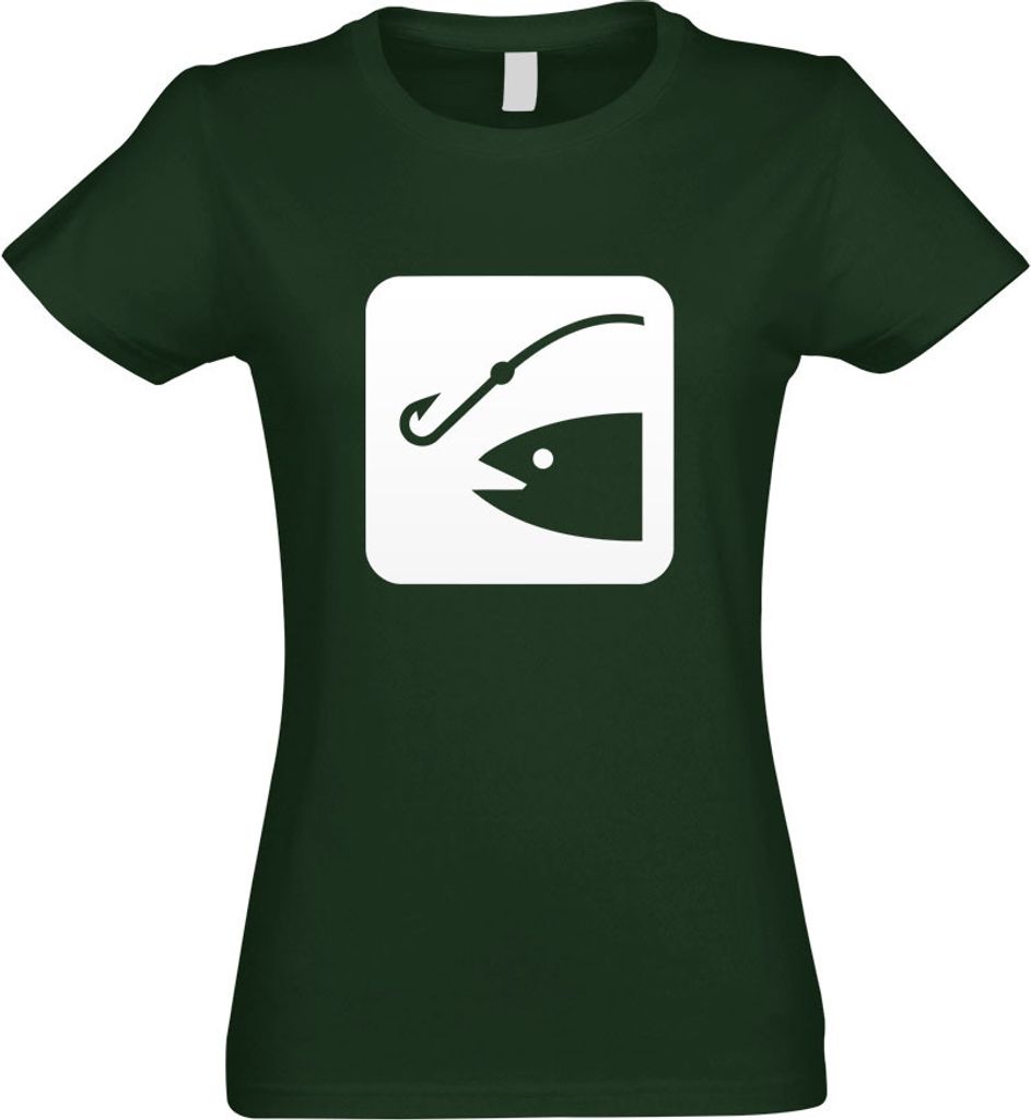 Kiwistar - T-Shirt tailliert - Damen - flaschengrün - Angelplatz Stelle Ort Piktogramme - mit Motiv Bedruckt - Funshirt Design - Sport - Freizeit ...
