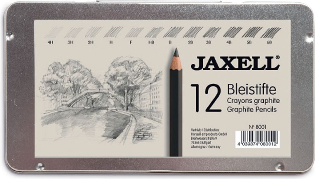 12 Bleistifte Graphitstifte Zeichenstifte 4H - 6B Jaxell 8001