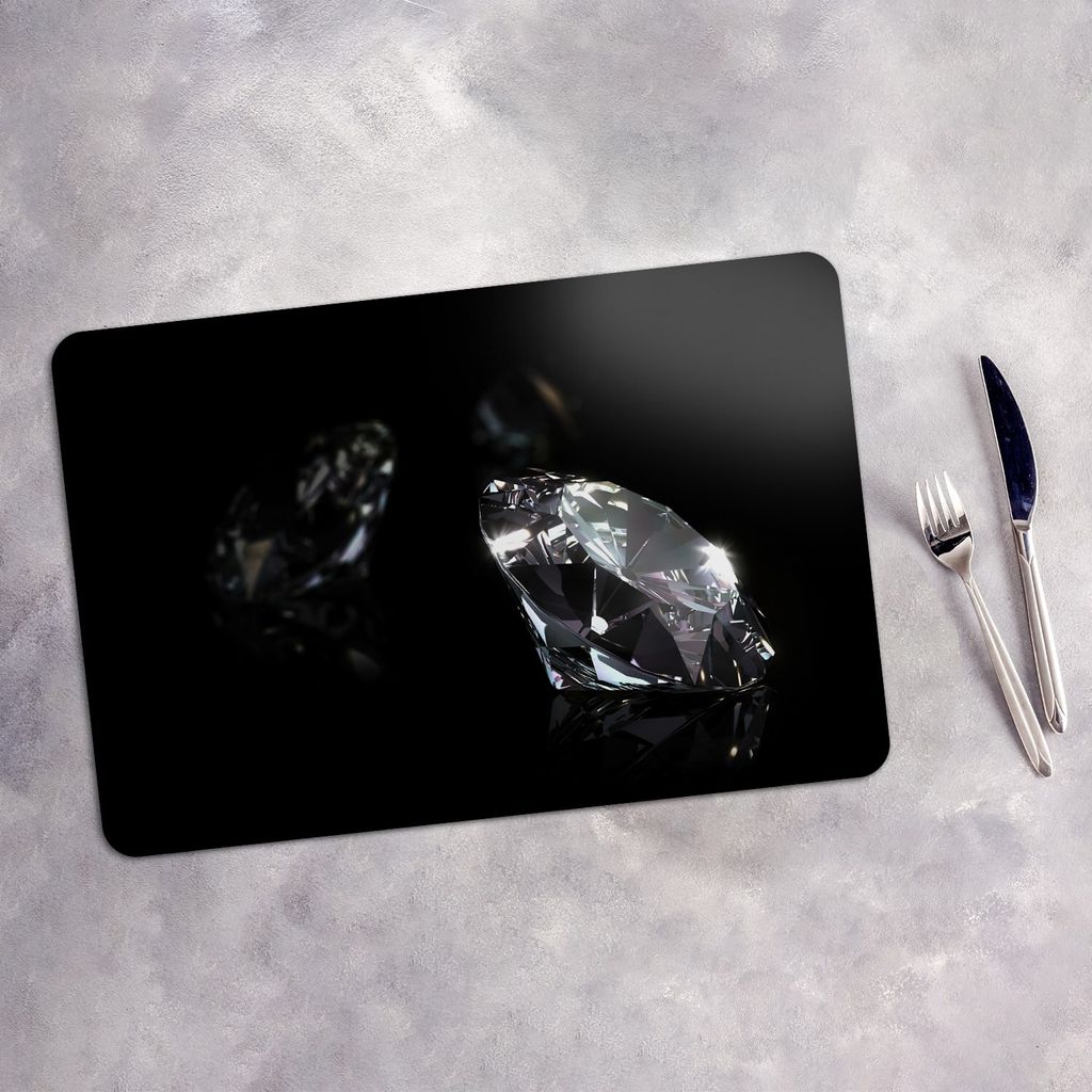Tischset 6x45x30 cm + 6x10fi cm Platzset Tischmatte Platzmatte Untersetzer - Diamanten Edelsteine