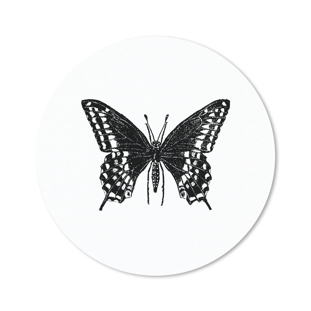 MuchoWow Mauspad Mousepad Schmetterling - Tiere - Retro - Schwarz und weiß 30x30 cm - Mousepads - Maus Mat - Pad - Mausunterlage - Tischunterlag...