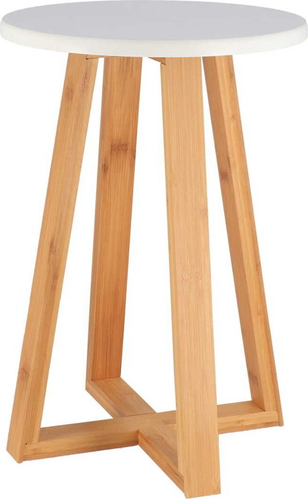 Tendance Schemel weiß braun 30 cm x 30 cm x 43 cm Produktbild 