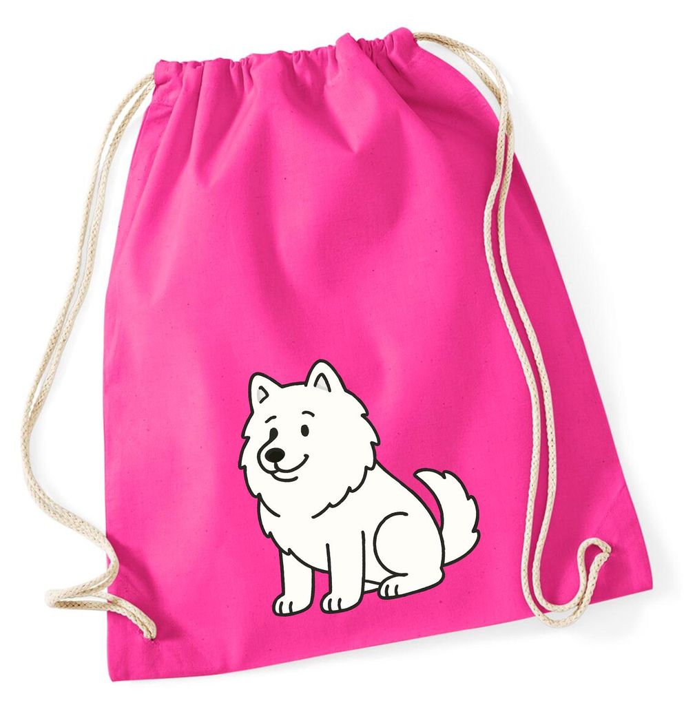 Huuraa Turnbeutel Samojede Comic Samo 12 Liter Fuchsia Baumwolle Rucksack Geschenkidee