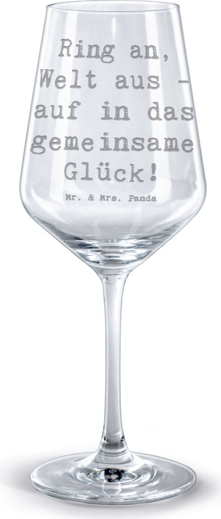 Mr. & Mrs. Panda Glas Rotwein Spruch Verlobung Glück - Transparent - Geschenk, Liebe, Brautpaar, Weinglas, Heirat, graviert, Heiraten, besonderen ...