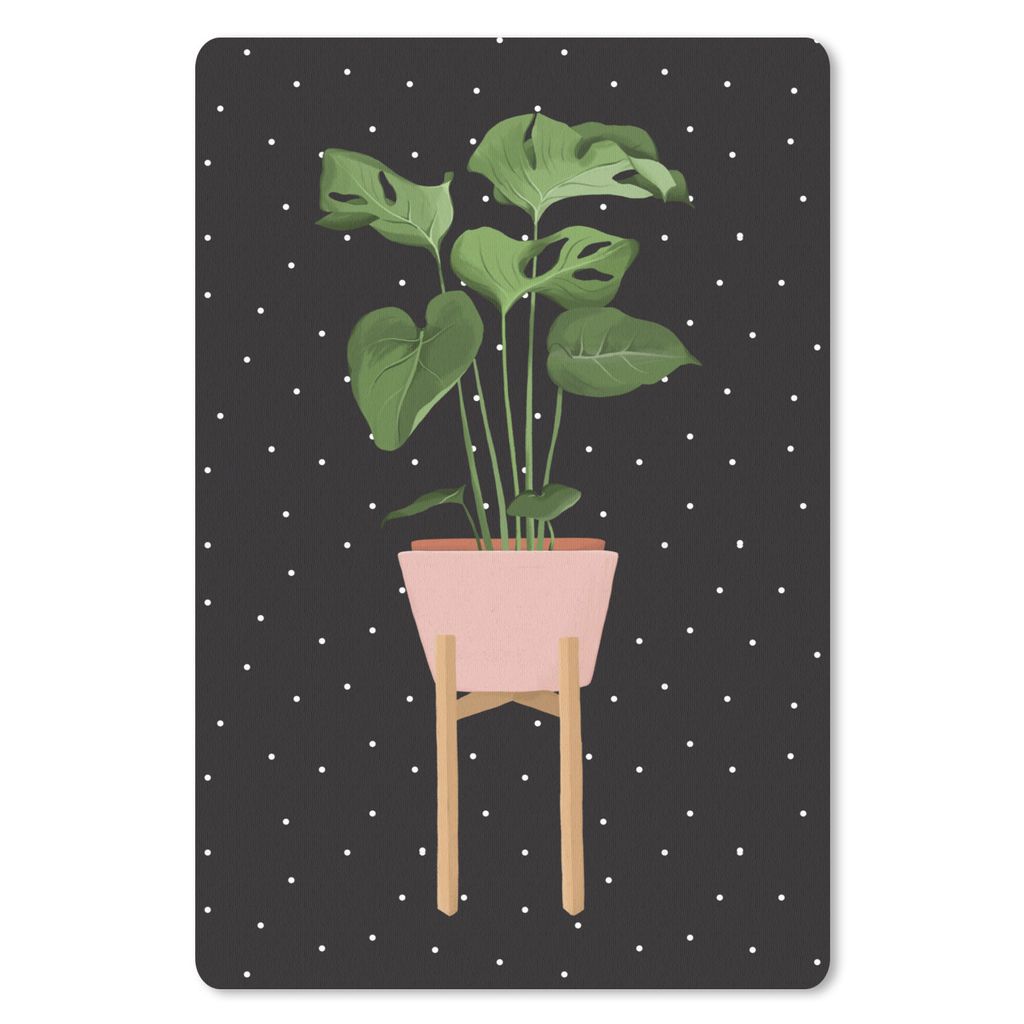MuchoWow Mauspad Mousepad Zimmerpflanze - Monstera - Dots 18x27 cm - Mousepads - Maus Mat - Pad - Mausunterlage