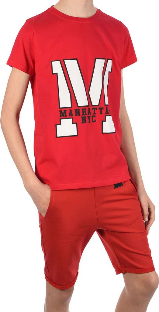 BEZLIT Jungen Sommer Set T-Shirt Manhatan und Stoff Shorts Rot / Rot 104/110
