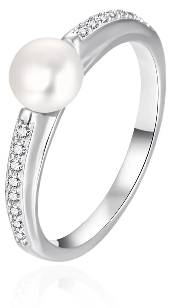 Bague solitaire perle de culture et anneau argent 925 - Taille 60