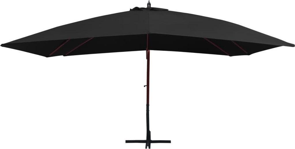 vidaXL Ombrello semaforo con palo in legno 400x300 cm nero Immagine del prodotto 
