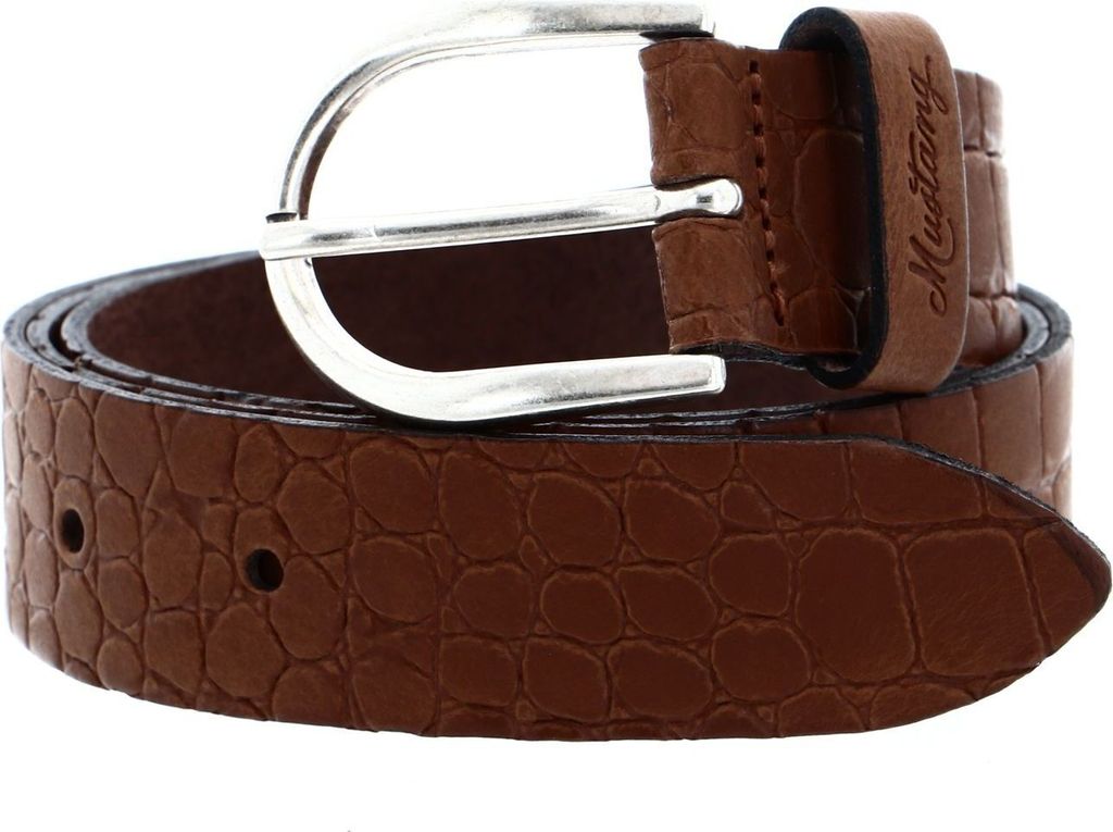 MUSTANG Leder Gürtel Croco Belt 3.0 W75 Baileys braun