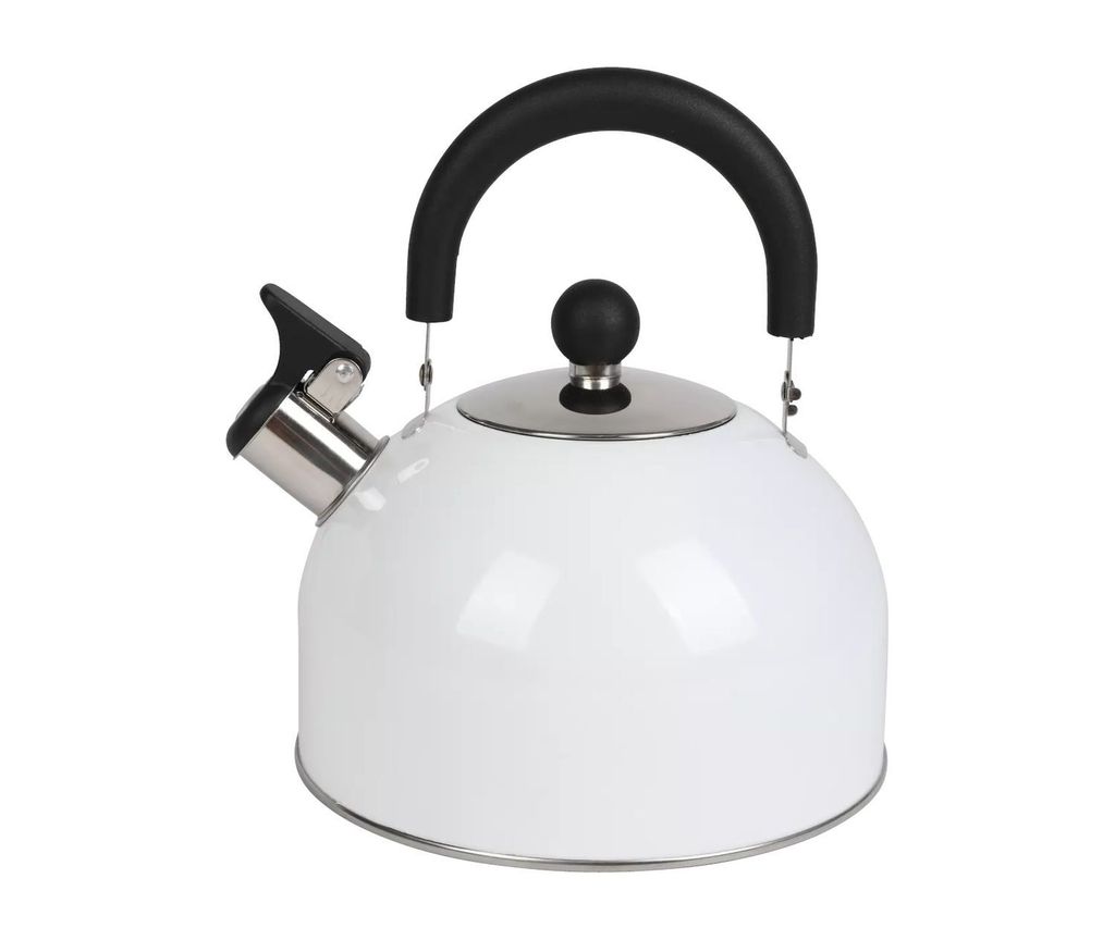 Edelstahl Flötenkessel 2,5L Pfeifenkessel Teekessel Wasserkocher Wasserkessel , Farbe:weiss