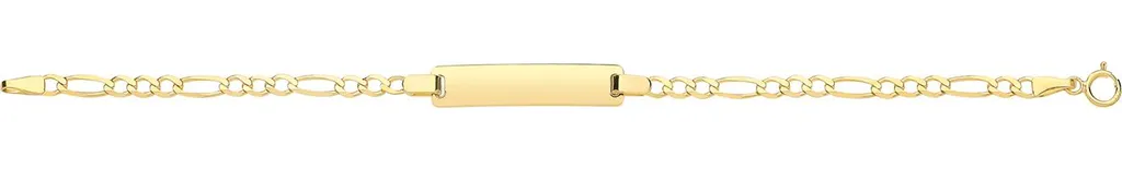 Bracelet Gourmette Bébé Or Jaune avec Plaque à Graver - Longueur 15 cm
