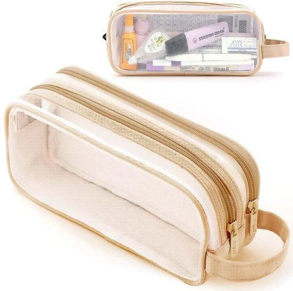 Trousse transparente élégante et portable pour stylos et papeterie