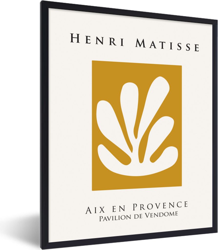 MuchoWow Gerahmtes Poster Matisse - Ockergelb - Formen - Blätter - Plastik 60x80 cm - Poster mit Schwarzem Bilderrahmen Wandposter Rahmen Foto B...