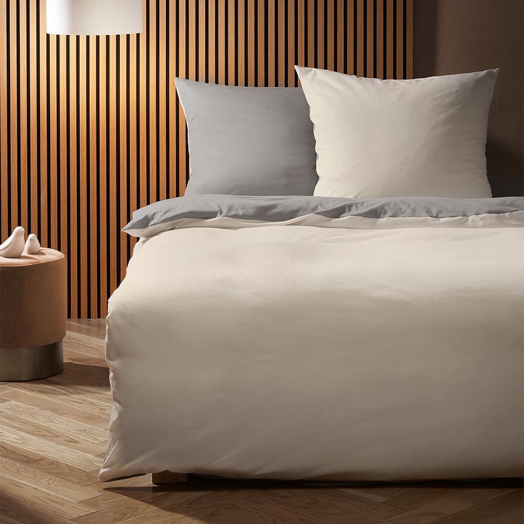 Fleuresse Black Premium Interlock Jersey Uni- Wendebettwäsche creme-grau