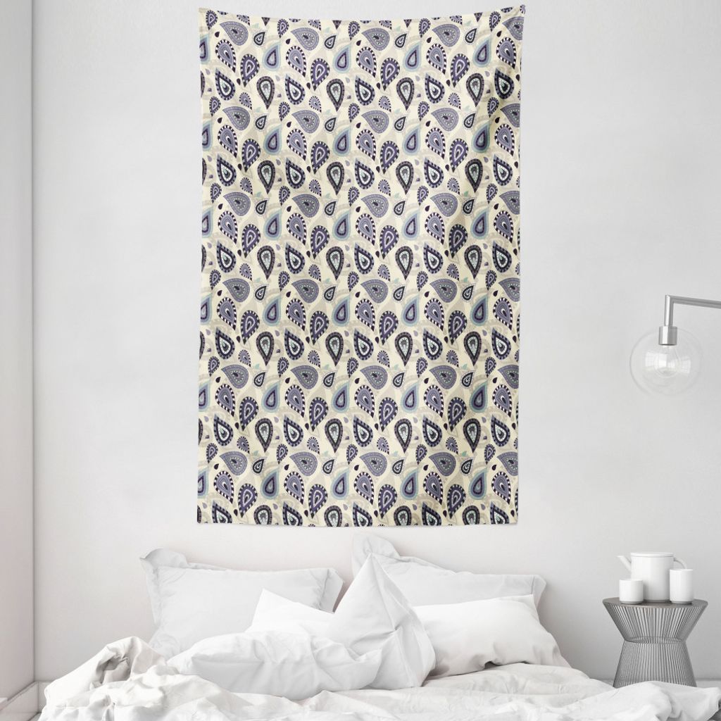 ABAKUHAUS Ethnisch Wandteppich und Tagesdecke, Marokkanische Paisley-Motiv aus Weiches Mikrofaser Stoff Waschbar ohne Verblassen Digitaldruck, 140 ...