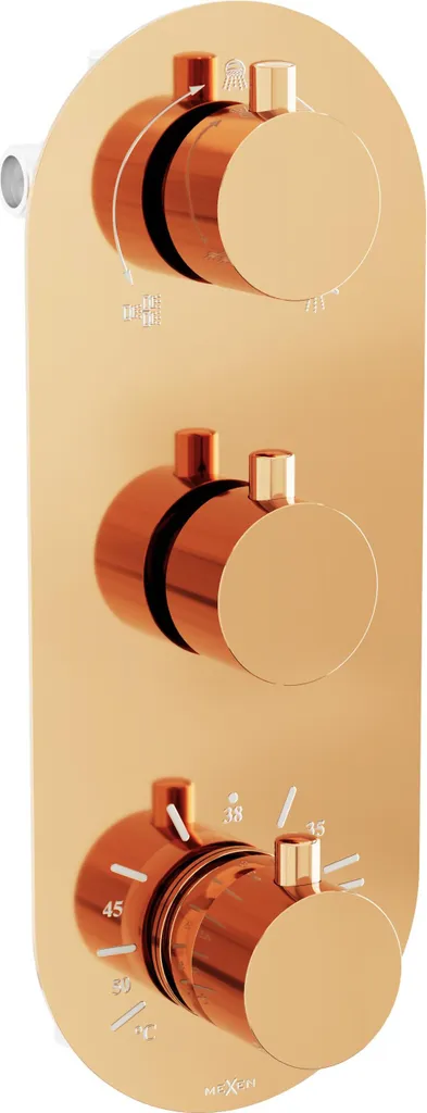 Mitigeur Thermostatique 3 Sorties Kai Rose Gold pour Douche et Baignoire