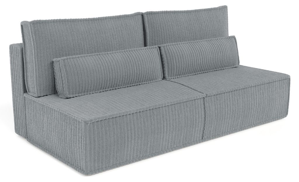 Sofa LINO mit Schlaffunktion, Schlafsofa, Wohnzimmersofa, Couch, Soffa, Bettsofa, Kordstoff – Grau TILIA 90