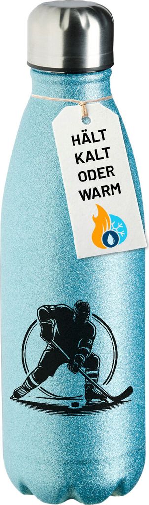 Huuraa Trinkflasche Eishockey Hockey 500ml Blue Edelstahl Wasserflasche Trinkflasche Geschenkidee