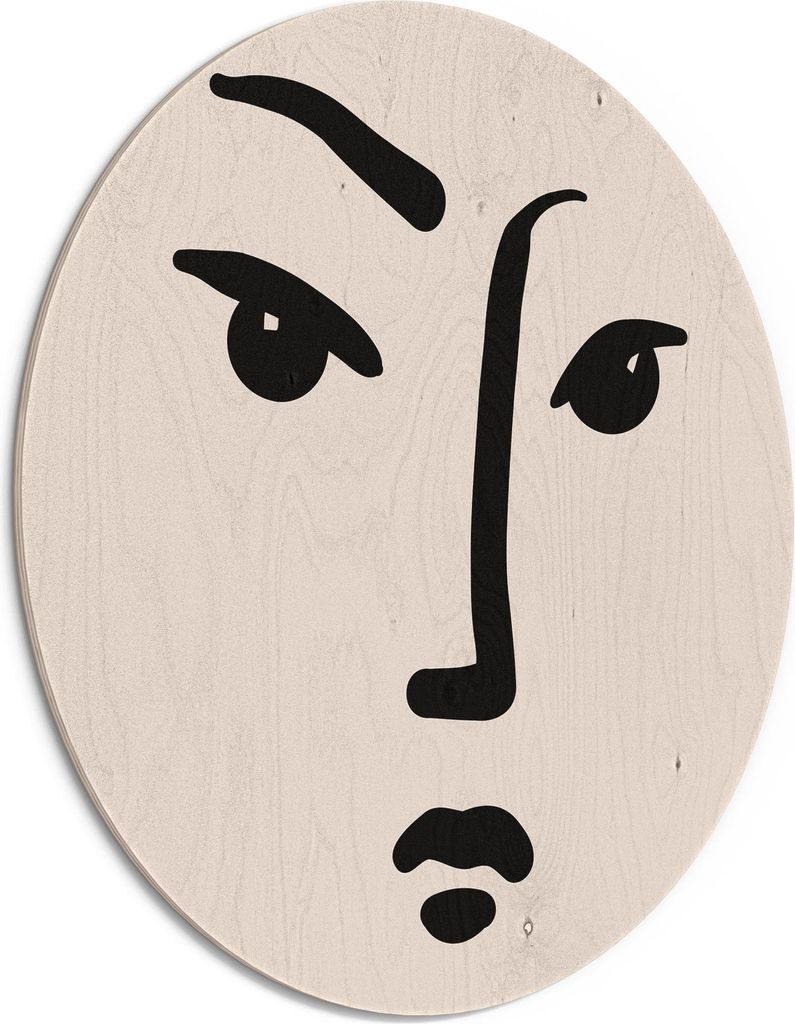 DEQORI Holzbild Ø 50 cm 'Feminine Stärke' Bild auf Holz Wandbild Kunstdruck nachhaltig