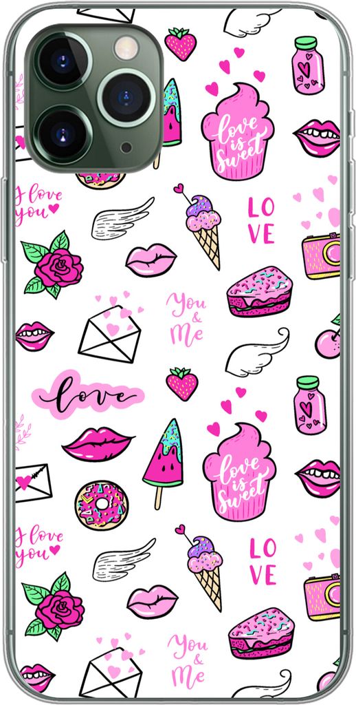 MuchoWow Handyhülle Schutzhülle Hülle für Telefoonhoesje iPhone 11 Pro Mädchen - Liebe - Eis - Muster - Mädchen - Kinder - Kind - Kind Sili...
