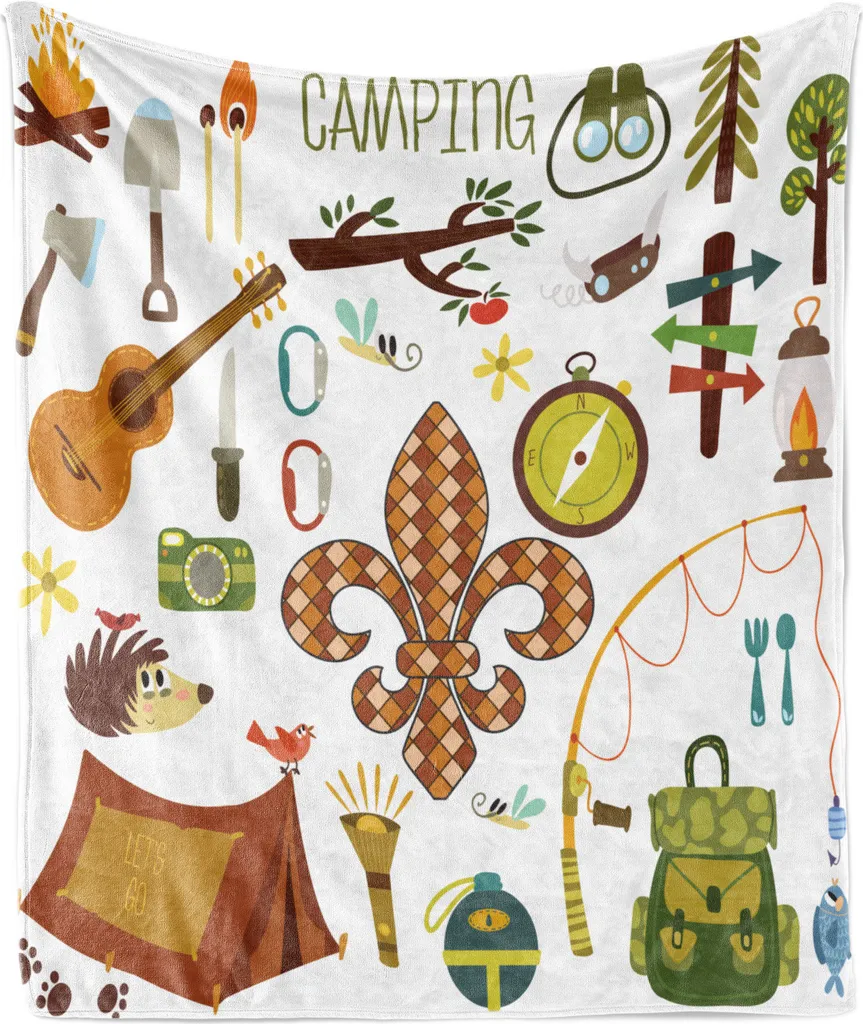 Coperta Pile Flanella 125x175 cm ABAKUHAUS Fleur de Lis Guitar