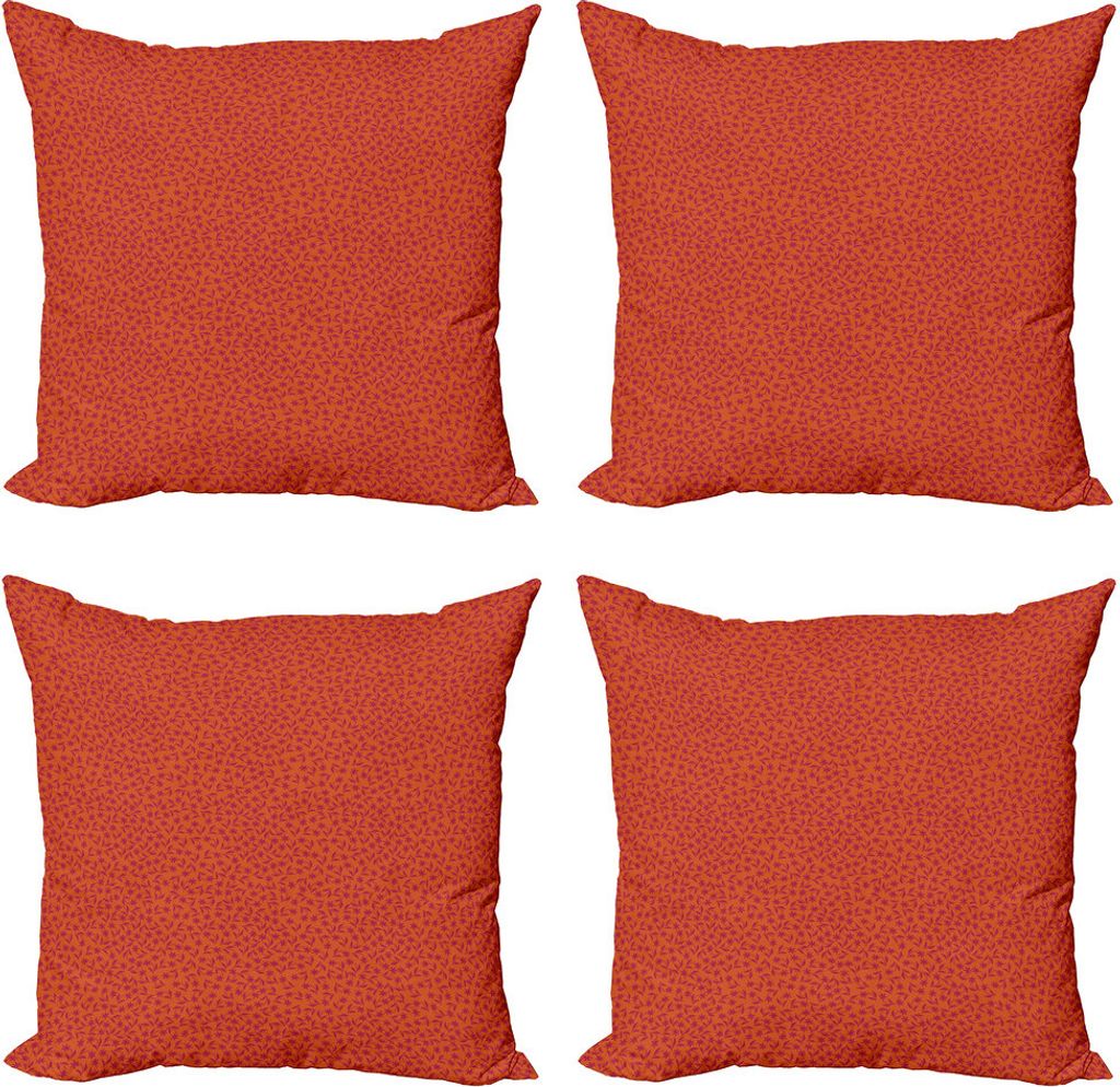 ABAKUHAUS Blumen Kissenbezug Set (4 Stück), Frühlingsblume, Moderner Doppelseitiger Digitaldruck, 40 cm x 40 cm, Scarlet und Maroon