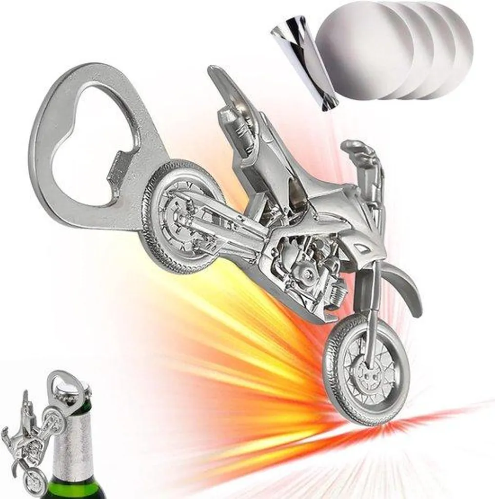 Tire-bouchon moto vintage en métal avec 5 pastilles et coffret cadeau